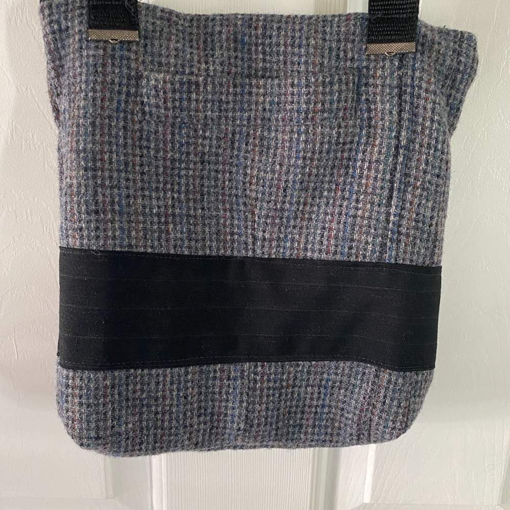 Upcycled Cross-Body Wool Tweed Bag. - Picture 5 of 8